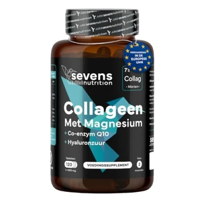 Afbeelding van Collageen Pure Marine met Magnesium, CoQ10 in Hyaluronic Acid 120 Tabletten Gehydrolyseerde Marien voor Botten, Gewrichten en Huid Verrijkt Vitamine C, D3, B12 Zink Sevens
