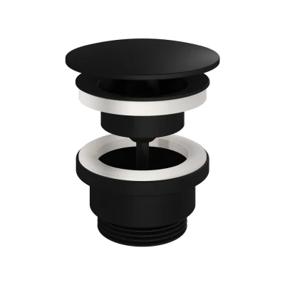 Afbeelding van HotBath Pal always open plug met schroef rond Mat Zwart