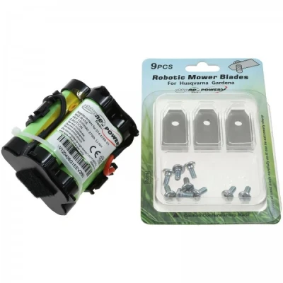 Afbeelding van Akku für Mähroboter Gardena R40Li/R45Li / R70Li inkl. 9x Ersatz Messer
