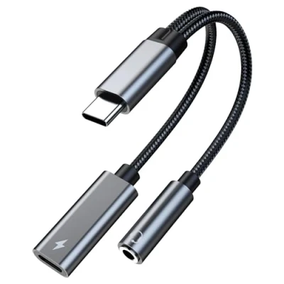Afbeelding van MMOBIEL USB C naar 3.5mm Hoofdtelefoon en Opladeradapter 32 Bit / 60W 2 in 1 Splitter Mic Aux Audio Jack Adapter met Snel Opladen Geschikt voor iPhone 15, iPad Air Pro, Galaxy S24 S23 S22