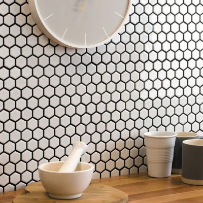 Afbeelding van The Mosaic Factory Barcelona Extra White Glossy Hexagon 2,3x2,6 cm