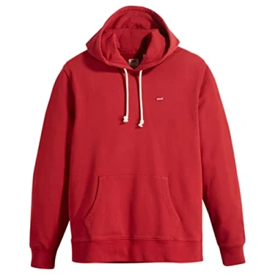 Afbeelding van Levi&#039;s heren Hoodie met logo en kangoeroezak in de kleur Rood, maat: S