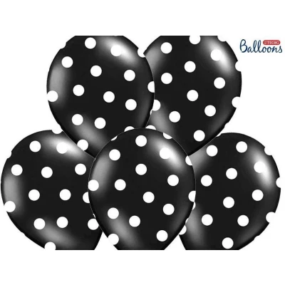 Afbeelding van Partydeco Ballonnen Zwart dots wit 6 stuks