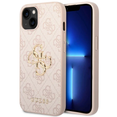 Afbeelding van Guess PU 4G Metal Logo case iPhone 14 roze GUHCP14S4GMGPI