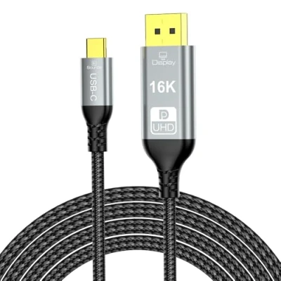 Afbeelding van YIWENTEC USB C naar DisplayPort 2.1 kabel, 16K 30Hz 8K 60Hz 4K 240Hz, Thunderbolt 4/3 DP kabel 40 Gbps, compatibel met MST/Clamshell Mode, type (2 m)