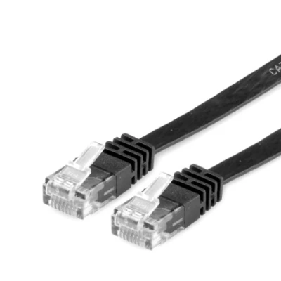 Afbeelding van VALUE patchkabel Cat.6 (klasse E) UTP, extra plat, zwart, 1 m