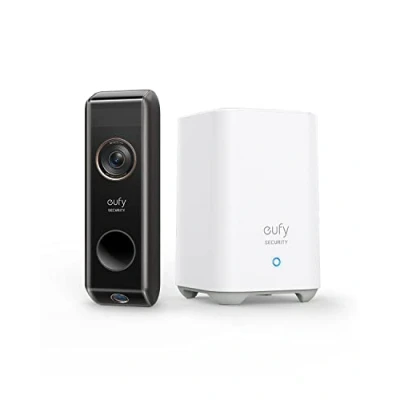 Afbeelding van eufy Security Video Doorbell S330 Camera (op batterijen) met Homebase, dubbele bewegingsdetectie, pakketdetectie, 2K HD, familieherkenning, geen maandelijkse kosten, 16 GB lokale opslagruimte