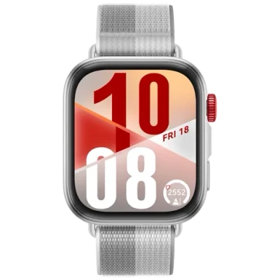 Afbeelding van HUAWEI WATCH FIT 4 Grijs nylon geweven Horlogeband Ultra Slank design Geavanceerde sportmodi Tot 10 dagen batterijduur Compatibel met iOS &amp; Android
