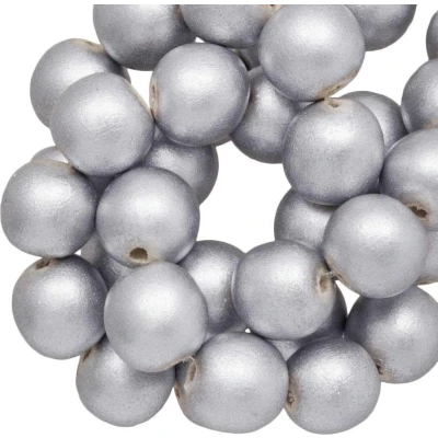Afbeelding van Houten Kralen Metallic Look (12 mm) Silver (70 stuks)