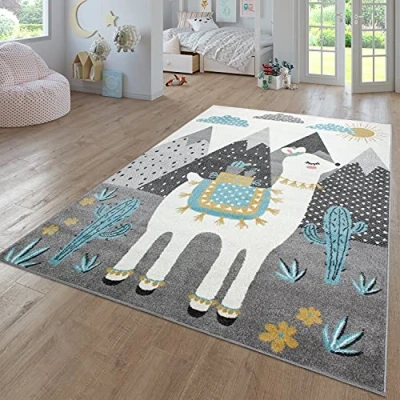 Afbeelding van Tapijt Voor Kinderen Vloerkleed Kinderkamer Modern Regenboog Wolken Dierlijk motief Veelkleurig, Kleur:Veelkleurig, Maat:133x190 cm