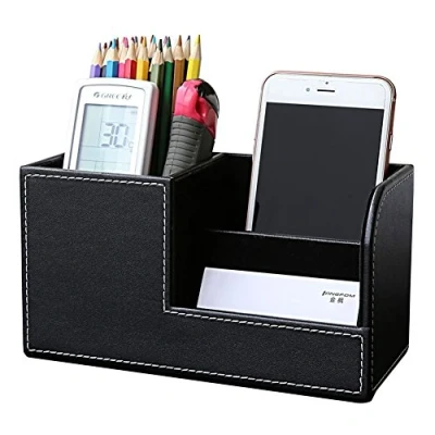 Afbeelding van KINGFOM Multifunctionele bureau organizer, 3 vakken, pennenhouder (zwart)