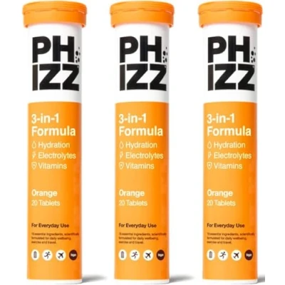 Afbeelding van Phizz Elektrolyten, multivitaminen en bruistabletten, 60 tabletten, 18 vitaminen mineralen, vitamine C, veganistisch, vegetarisch caloriearm