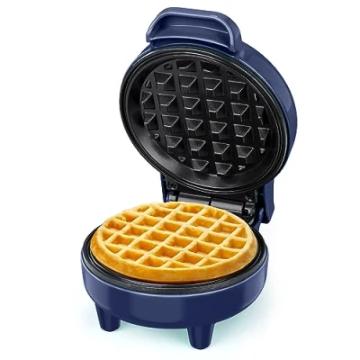 Afbeelding van SNAILAR wafelijzer, mini 550 W, met anti aanbaklaag, automatische temperatuur, compact design, blauw