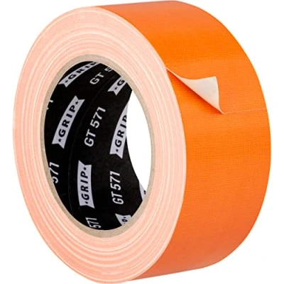 Afbeelding van GRIP Eventbasics weefseltape oranje, 50 mm x 25 m, gekleurde Gaffa tape GT 571, zeer hoge kleefkracht, professionele voor markeren, knutselen, bevestigen, repareren en nog veel meer,