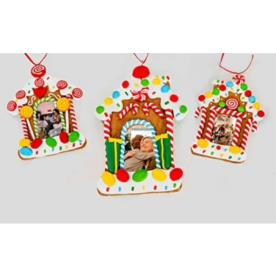 Afbeelding van SHATCHI Kerstmis Opknoping Versierd met Snoep Rietje Personaliseren fotolijst Xmas Boom Muur Thuis Decoratie Ornamenten 3 stks Set, Multi Kleur