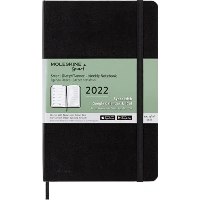 Afbeelding van Moleskine SMDHB12WN3Y22 Smart Diary 12 maanden, digitale kalender planner 2022, weekplanner, weekplannerbeheer, harde kaft, formaat groot 13 x 21, 176 pagina&#039;s, kleur zwart