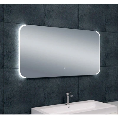 Afbeelding van Wiesbaden Bracket spiegel rechthoek met LED, dimbaar en spiegelverwarming 120 x 60 cm