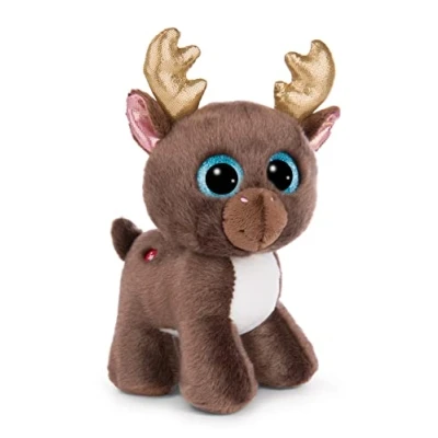 Afbeelding van zachte knuffel GLUBSCHIS rendier Chocolate Mousse 17cm bruin staand Duurzaam zacht speelgoed gemaakt van pluche, schattig om mee te knuffelen en spelen