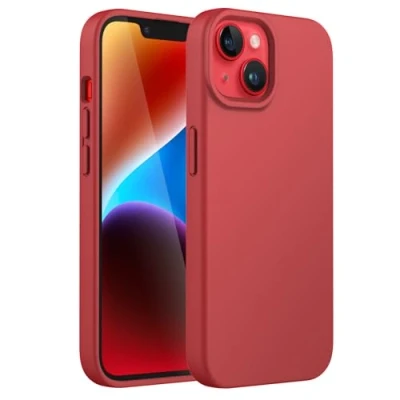Afbeelding van JETech Siliconen Case voor iPhone 14 6,1 Inch, Zijdezachte Volledig Lichaam Beschermhoes, Schokbestendige Hoesje met Microvezelvoering (Rood)