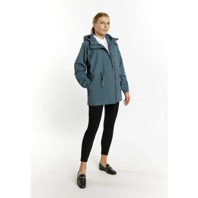 Afbeelding van DREIMASTER Klassik Dames Regenjas XL / Grijs Blauw 64% Katoen 36% Polyamide
