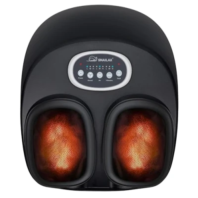 Afbeelding van Snailax Voetmassageapparaat met warmte, Shiatsu voetmassageapparaat, elektrisch kneden, compressierollen, massage voor voetverlichting, voetwarmer, cadeaus vrouwen en mannen