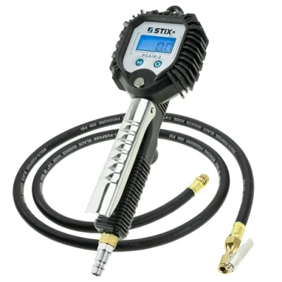 Afbeelding van Bandenpomp PSAIR 2 met Elektronische Manometer LCD scherm, Meetbereik 0,35 18 bar, Flexibele Slang 150 cm, Ergonomisch Ontwerp, Professioneel Gereedschap