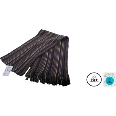 Afbeelding van P&amp;T Mannen Sjaal Gestreept Bruin Oker 180 x 25 cm