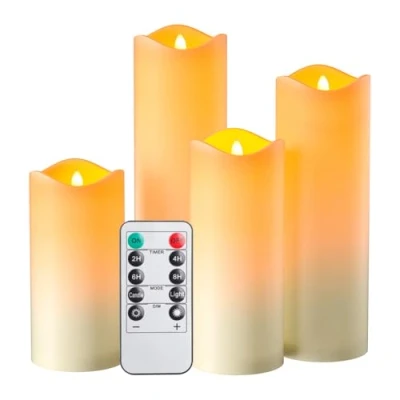 Afbeelding van EXTSUD Waterdichte led kaarsen, 4 vlamloze kaarsen voor buiten, met afstandsbediening, timer en batterij, flikkerende kaars tuin, bruiloft, Kerstmis, Halloween, feestdecoratie