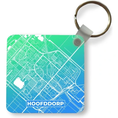 Afbeelding van Sleutelhanger Uitdeelcadeautjes Stadskaart Hoofddorp Nederland Blauw Plastic