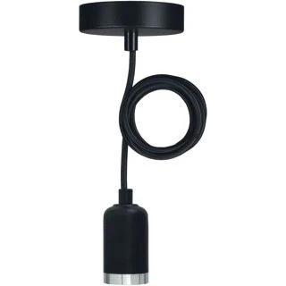Afbeelding van BAILEY HANGLAMP BARI E27 ZWART MET 1.5M TEXTIELSNOER 2X0.75MM2 EN PLAFONDKAP CLII MAX 60W
