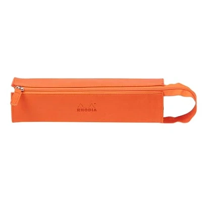 Afbeelding van RHODIA Rhodiarama Tangerine, 319024C, pennenetui, 23 x 5 cm, platte opening voor gebruik als etui, kunstleer, opbergen van pennen, potloden, viltstiften, kleine accessoires