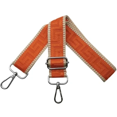 Afbeelding van Schouderriem voor tas, tasriemen om te wisselen, verstelbare tasriem, breedte: 3,8 cm, met zilveren karabijnhaak, tasband, schouderriem, draagriem dameshandtassen, kaki/oranje, K34