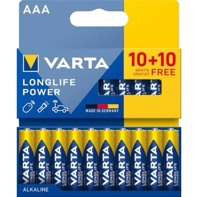 Afbeelding van VARTA Batterijen AAA, 10+10 (20 stuks), Longlife Power, alkaline, 1,5 V, ideaal voor speelgoed, draadloze muis, zaklampen, 90% gerecyclede verpakking, Made in Germany