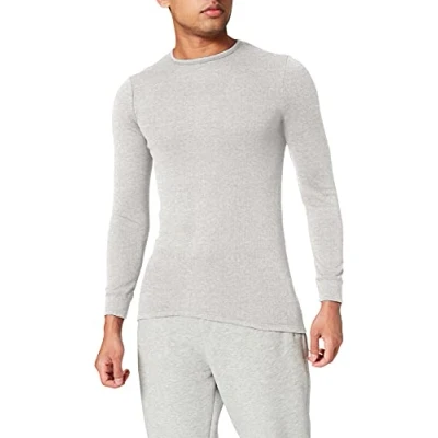 Afbeelding van Damart Thermolactyl T shirt met ronde hals, fleece ribben, Grijs Chinees, L