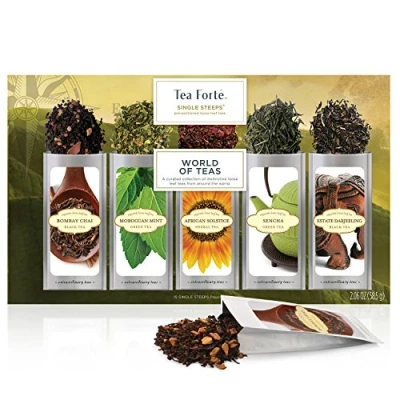 Afbeelding van Tea Forté Single STEEPS Herbal Retreat Loose Leaf Sampler, Assorted Variety Box, 15 Serve Pouches Relaxation