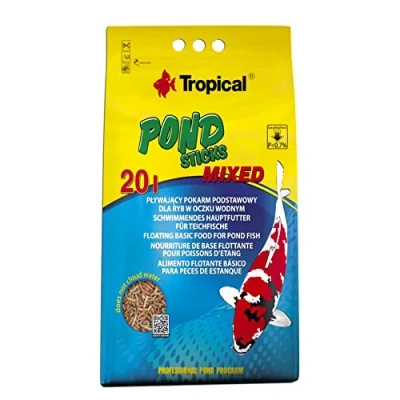 Afbeelding van POND STICKS MIXED 20L / 1600g kleurversterkend voer voor koi en andere vijvervissen, bevordert de rode gouden kleur vijvervissen