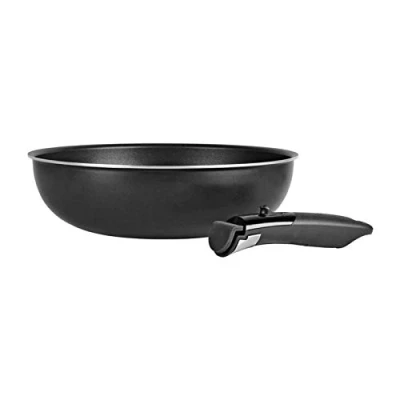 Afbeelding van Sitram 713777 Wok aluminium Ø 28 cm Kleur: zwart afneembare handgreep SITRAMOVIBLE voor alle warmtebronnen inclusief inductie zwarte anti aanbaklaag zonder PFOA