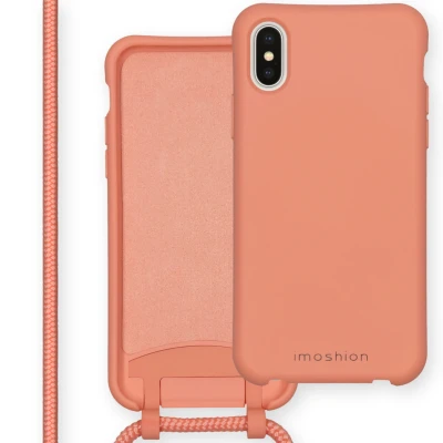 Afbeelding van Apple iPhone X Hoesje Siliconen en TPU (zacht) iMoshion Softcase/Koordhoesje/Backcover Oranje Telefoonhoesje