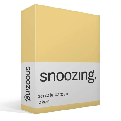 Afbeelding van Snoozing Laken Tweepersoons Percale katoen 200x260 cm Geel