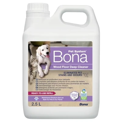 Afbeelding van Bona Pet System Intensiefreiniger voor Houten Vloeren 2,5L Navulling Huisdier Vlekkenreiniger en Geurverwijderaar Urinegeur Verwijderaar Stain Remover Geschikt Honden Katten