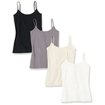 Afbeelding van Amazon Essentials Women&#039;s Hemd met slanke pasvorm, Pack of 4, Grijs/Taupe, S