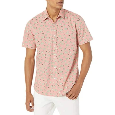 Afbeelding van Amazon Essentials Men&#039;s Shirt met korte mouwen, print en normale pasvorm, Roze Vruchten, S