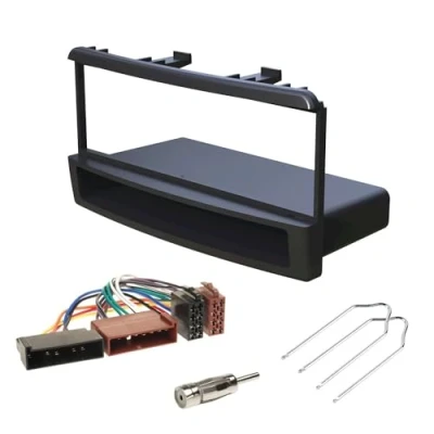 Afbeelding van Audioproject A152 Radiopaneel Set 1 DIN compatibel met Ford Focus Mondeo Galaxy Fiesta Cougar opbergvak + radioadapter antenne adapter ontgrendelingsbeugel auto radio, zwart