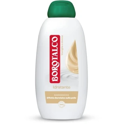 Afbeelding van Borotalco Vochtinbrengend douchebad vanille en haver, lichaamsschuim, hydraterende oprollende formule, borotalcum effect op de huid, dermatologisch getest, 600 ml fles