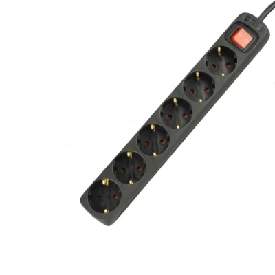 Afbeelding van UNITEC 445351 tafelstopcontact met stekkerschakelaar, 6 voudig, 1,4 m, H05VV F 3G1,5 mm², zwart