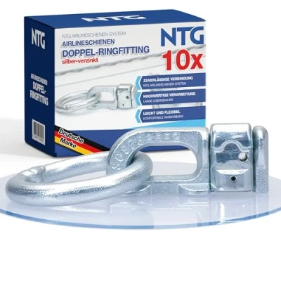 Afbeelding van 10 x dubbele fitting, eindfitting, dubbeleindbeslag voor airline rails, sjorrail, 2700 daN