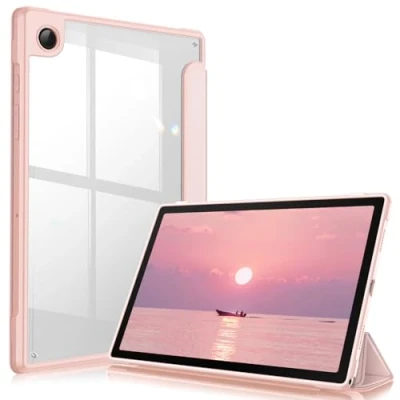 Afbeelding van FINTIE Hybride slanke hoes voor Samsung Galaxy Tab A8 10.5&quot; 2021 Model (SM X200/X205), schokbestendige met transparante achterkant, automatisch waken/slapen, roségoud