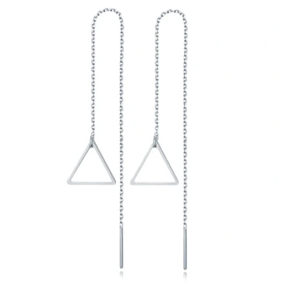 Afbeelding van Zilverkleurige Triangle Oorbellen Dames Ketting van Edelstaal