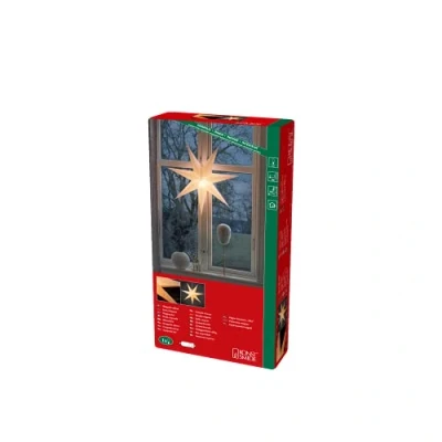 Afbeelding van KONSTSMIDE Sierster Kerstster, kerstversiering witte papieren ster, led geborduurde motief, 7 punten (1 stuk)