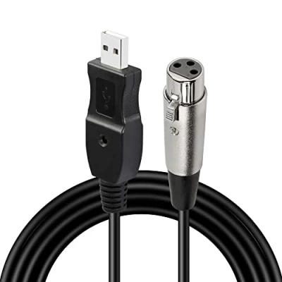 Afbeelding van GELRHONR USB naar XLR microfoonkabel, 3 polige kabel voor karaoke zang/instrumentenopname (3 m/10 ft)